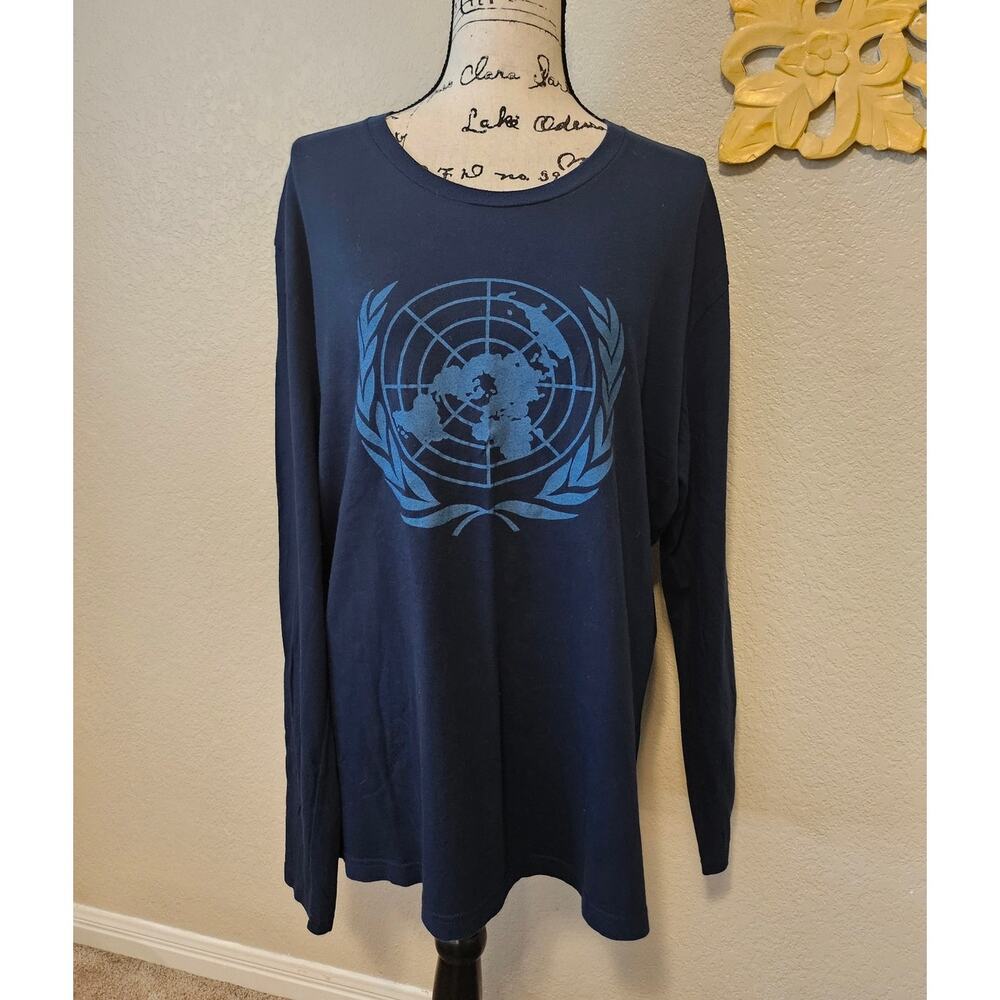 Men's long sleeve t-shirt, navy blue, X-Large